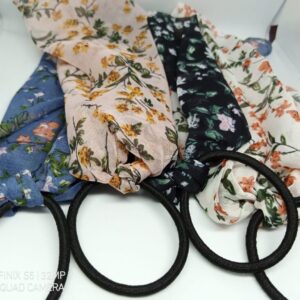 2pc Different Print Scrunchies Ponytail Elastic Hair Rope Scarf Bow Ties Hair Bands Ribbon Hairbands Headwear Hair Accessory